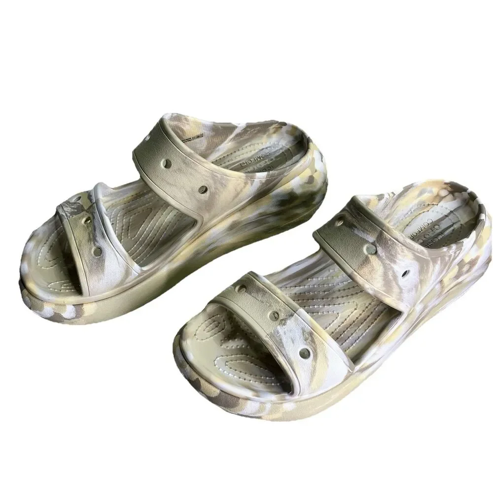 Crocs Unisex Adult Crush Marble Platform Double Strap Slides Sz Men 10 Women 12